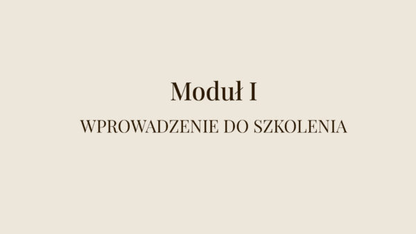 Szkolenie Moduł 1